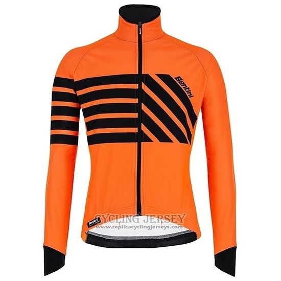2019 Cycling Jersey Santini Svolta Orange Black Long Sleeve And Bib Tight